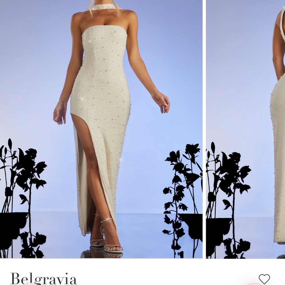 Oh Polly Cream Backless Halter Dress